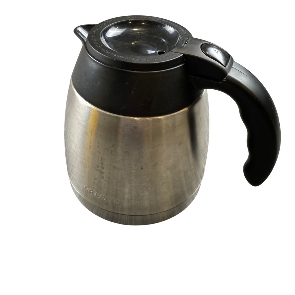 Mr Coffee Stainless Steel Thermal Carafe Replacement Pot Black Brew Through Lid
